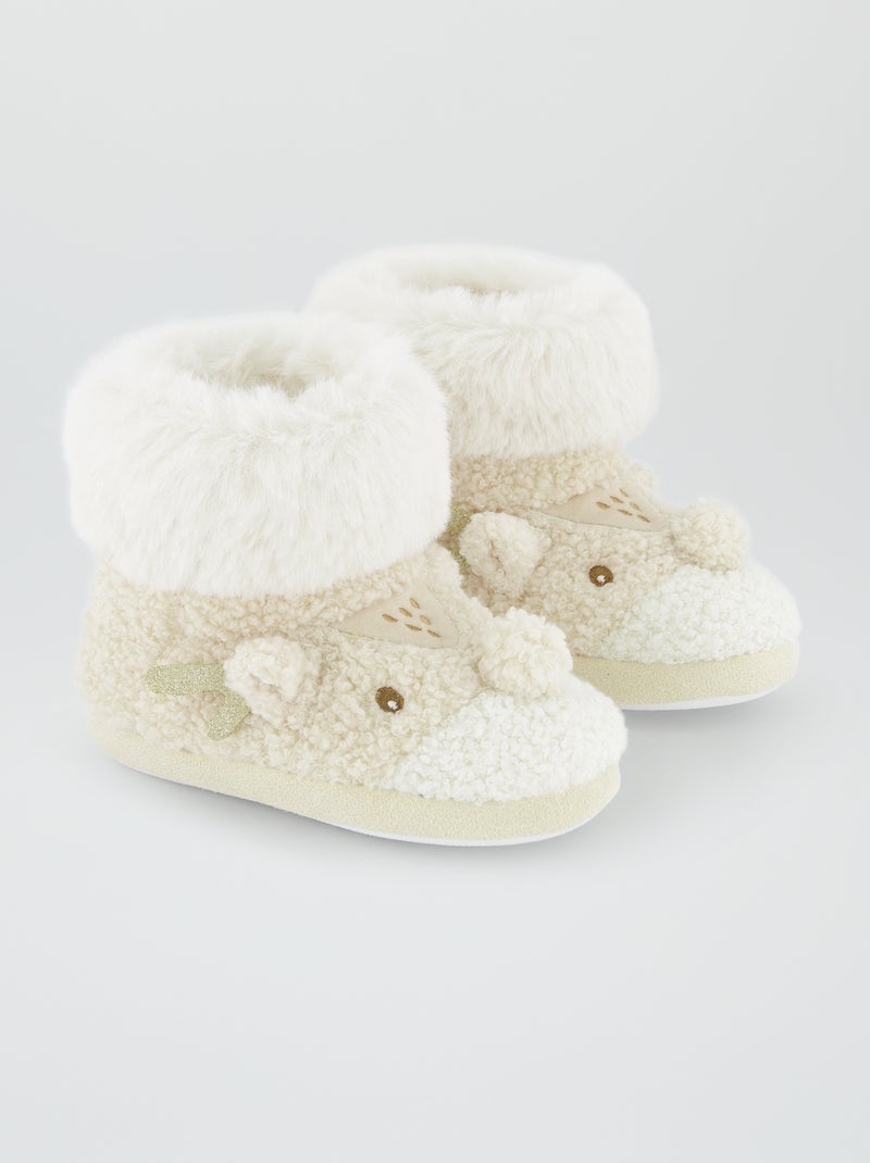 Pantufas tipo bota 'rena de Natal' BEGE - Kiabi