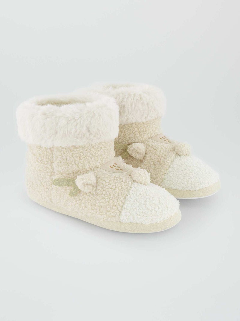 Pantufas tipo bota 'rena de Natal' BEGE - Kiabi