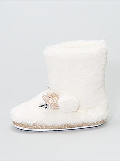 Pantufas tipo bota 'Rena' em malha de peluche - Kiabi