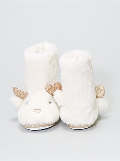 Pantufas tipo bota 'Rena' em malha de peluche - Kiabi