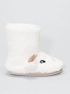 Pantufas tipo bota 'Rena' em malha de peluche - Kiabi