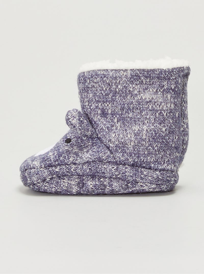 Pantufas tipo botas 'cabeça de urso' Cinza - Kiabi
