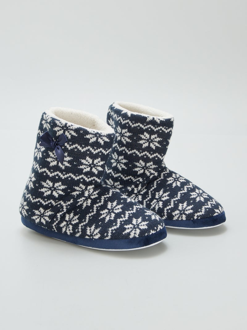 Pantufas tipo botas com motivo jacquard AZUL - Kiabi