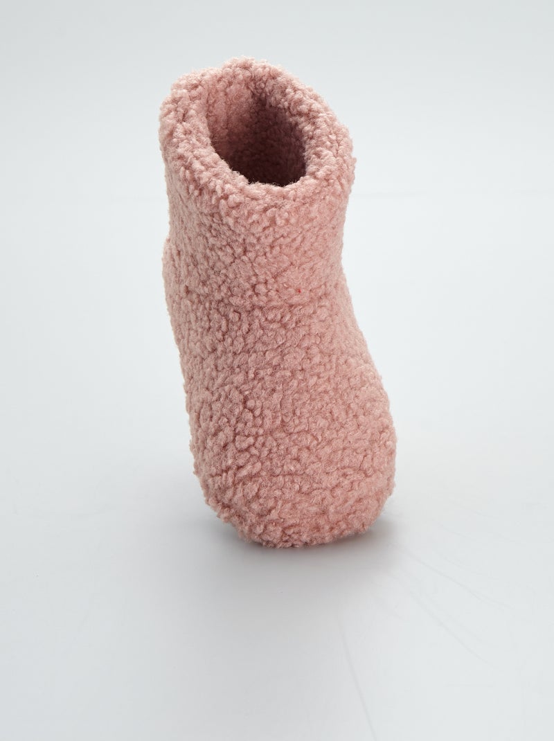 Pantufas tipo botas efeito lã de carneiro Rosa - Kiabi