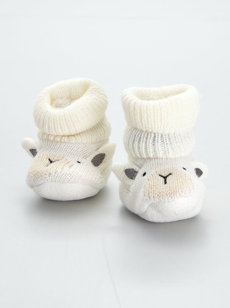Pantufas tipo botas forradas 'animal' Ecru - Kiabi