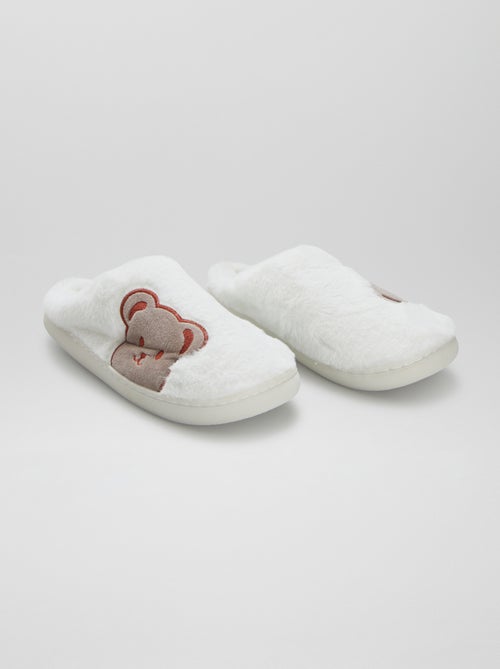 Pantufas tipo chinelas com efeito pelo de carneiro - Kiabi