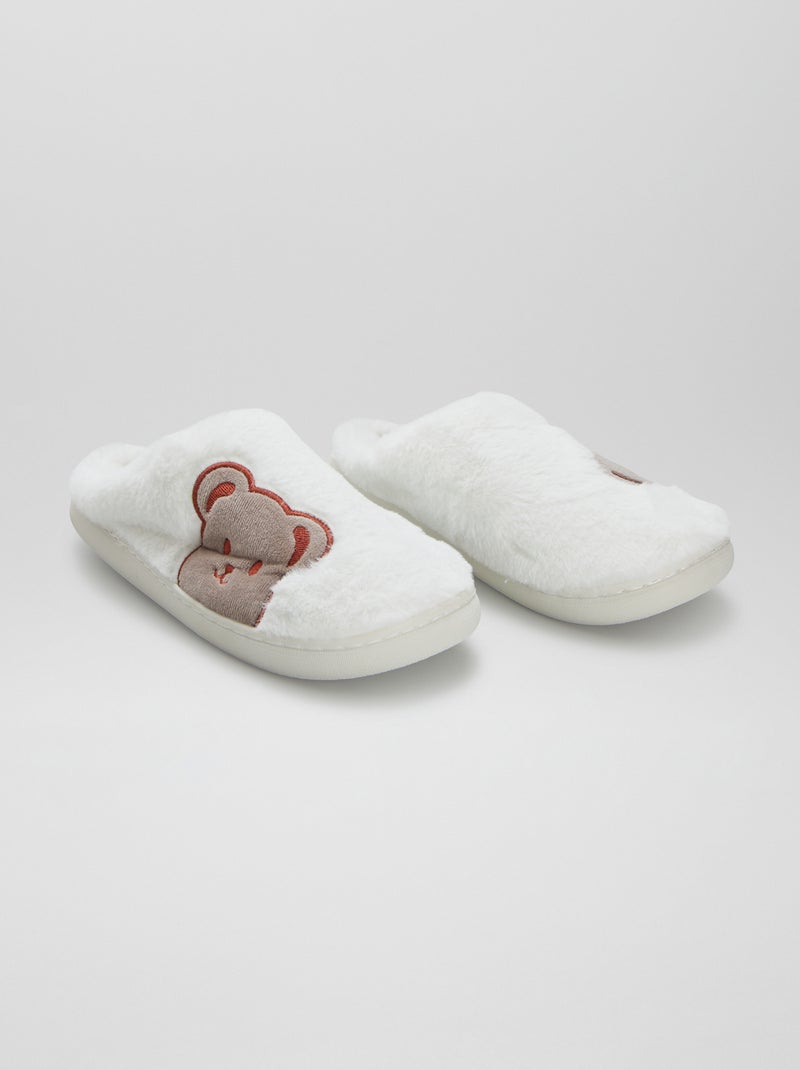 Pantufas tipo chinelas com efeito pelo de carneiro BRANCO - Kiabi
