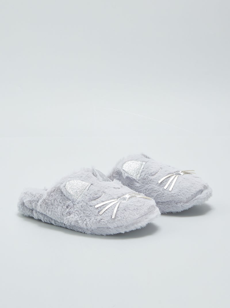 Pantufas tipo chinelas com estampado 'animal' CINZA - Kiabi