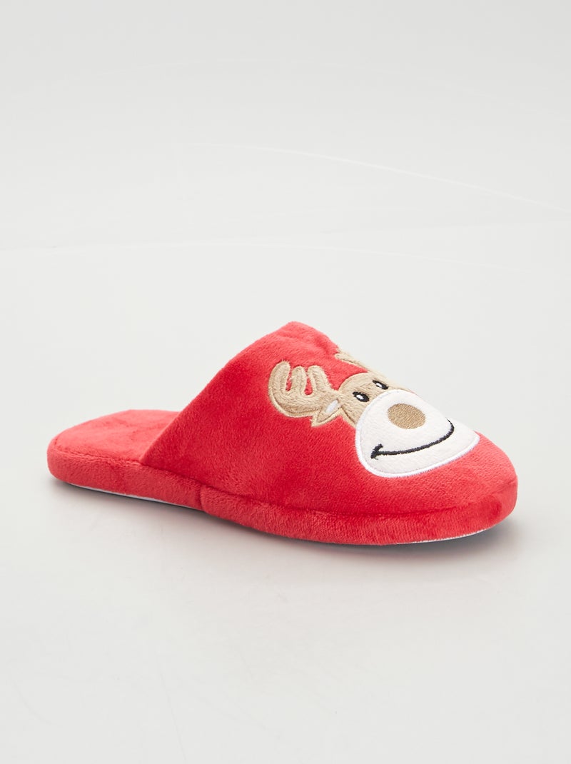 Pantufas tipo chinelas com estampado 'Renas' VERMELHO - Kiabi