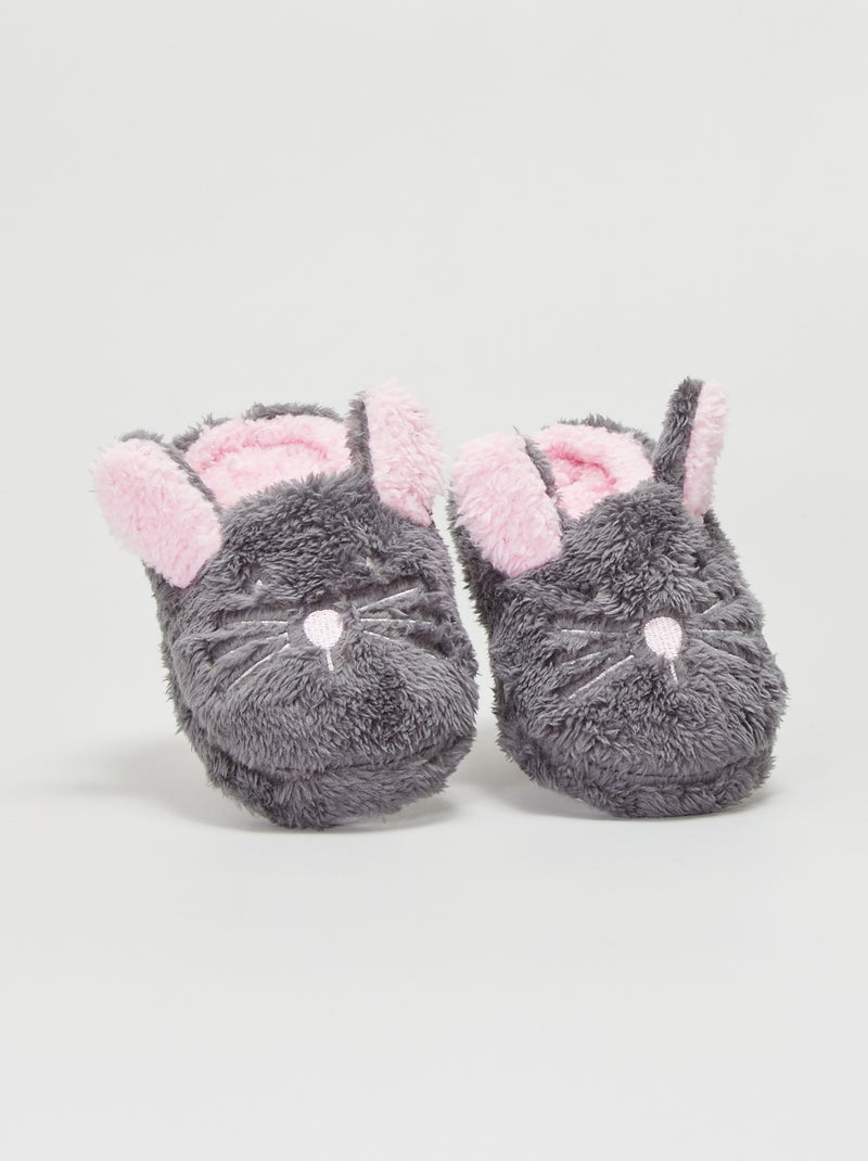 Pantufas tipo chinelas com forro Cinza Escuro - Kiabi