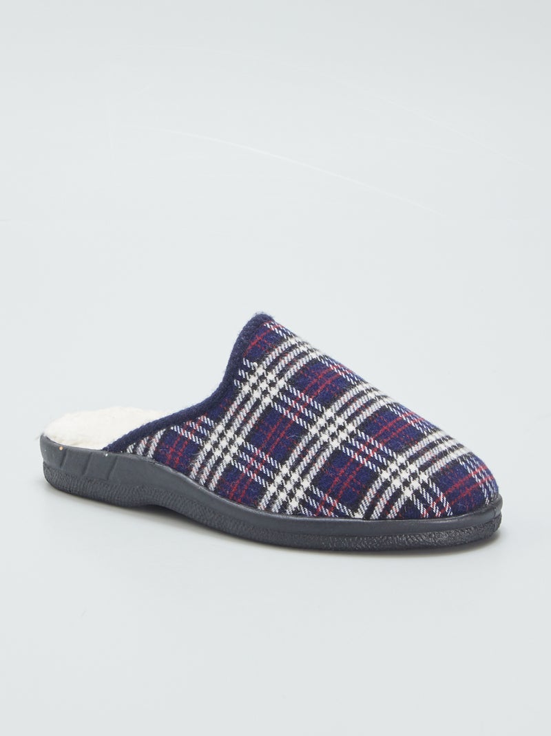 Pantufas tipo chinelas com interior efeito lã de carneiro AZUL - Kiabi