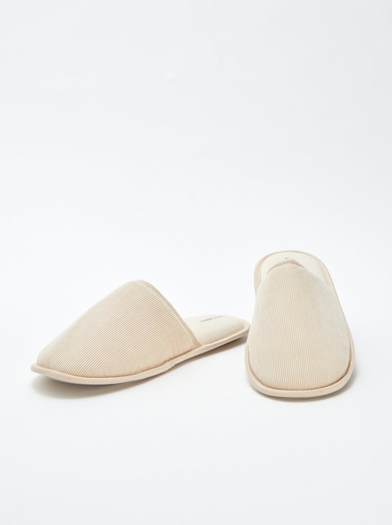 Pantufas tipo chinelas de veludo Bege - Kiabi