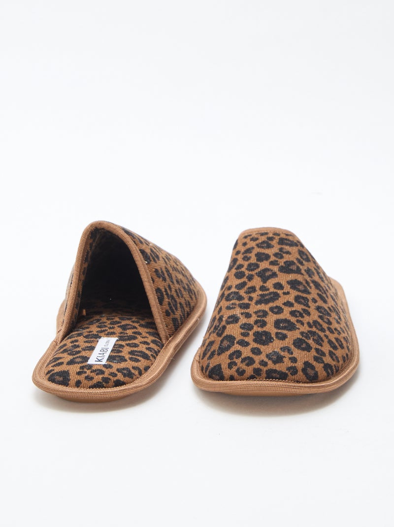 Pantufas tipo chinelas de veludo Bege - Kiabi