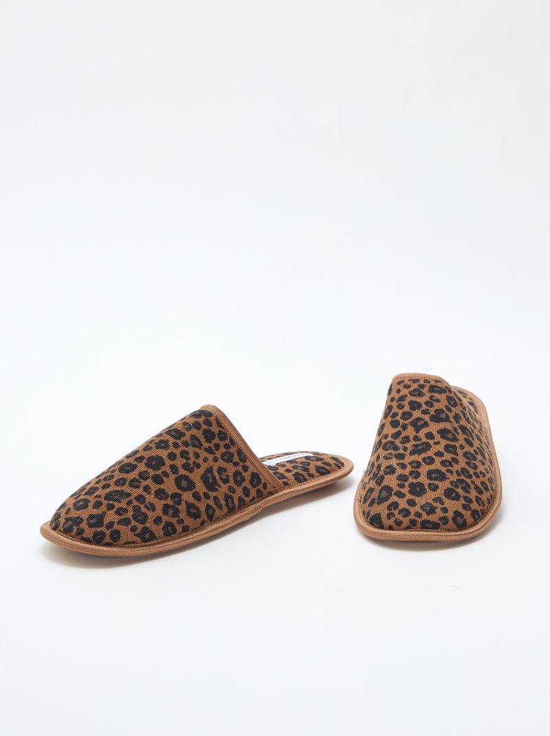 Pantufas tipo chinelas de veludo Bege - Kiabi