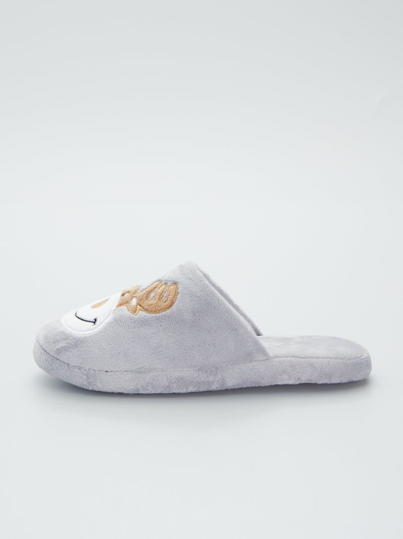 Pantufas tipo chinelas de veludo com rena Cinza - Kiabi
