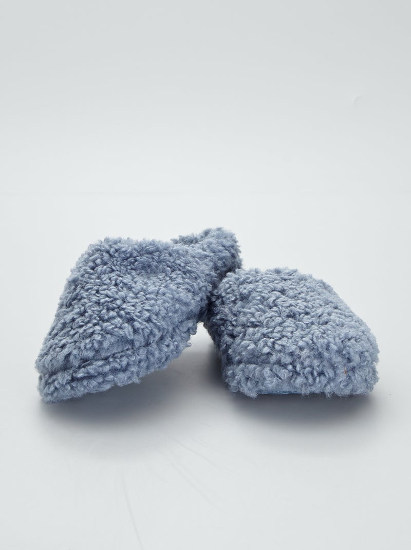 Pantufas tipo chinelas efeito lã de carneiro Azul - Kiabi