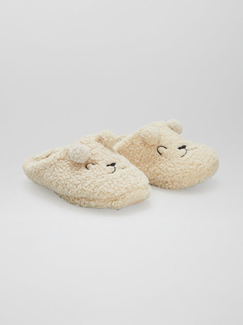 Pantufas tipo chinelas efeito lã de carneiro - Kiabi
