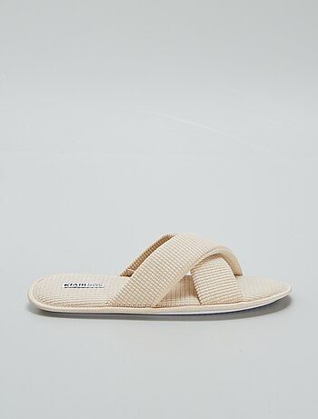 Pantufas tipo chinelas em gaze de algodão