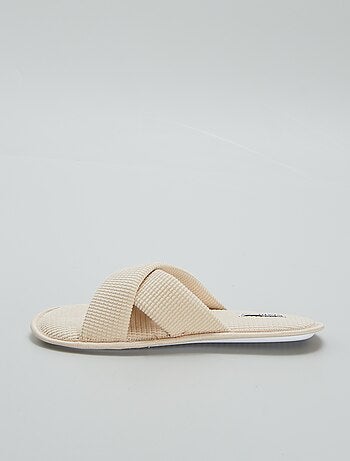 Pantufas tipo chinelas em gaze de algodão