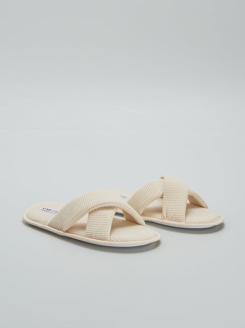 Pantufas tipo chinelas em gaze de algodão - Kiabi