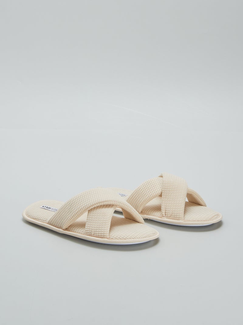 Pantufas tipo chinelas em gaze de algodão BEGE - Kiabi