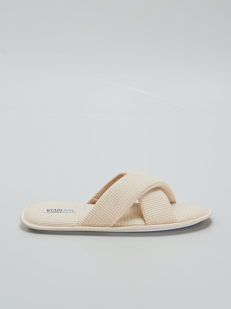 Pantufas tipo chinelas em gaze de algodão BEGE - Kiabi