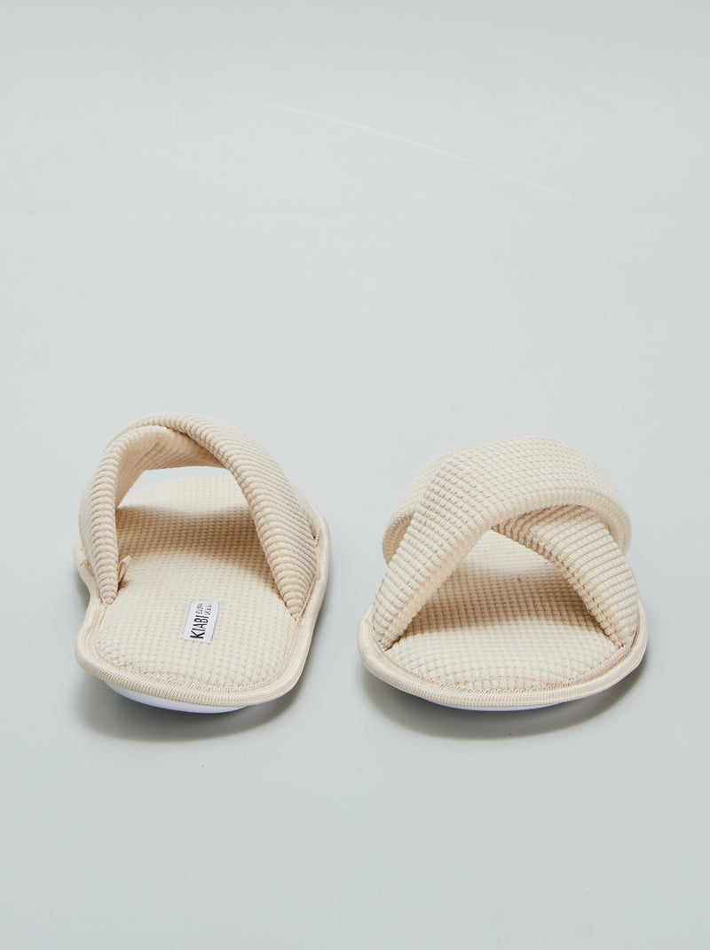 Pantufas tipo chinelas em gaze de algodão BEGE - Kiabi