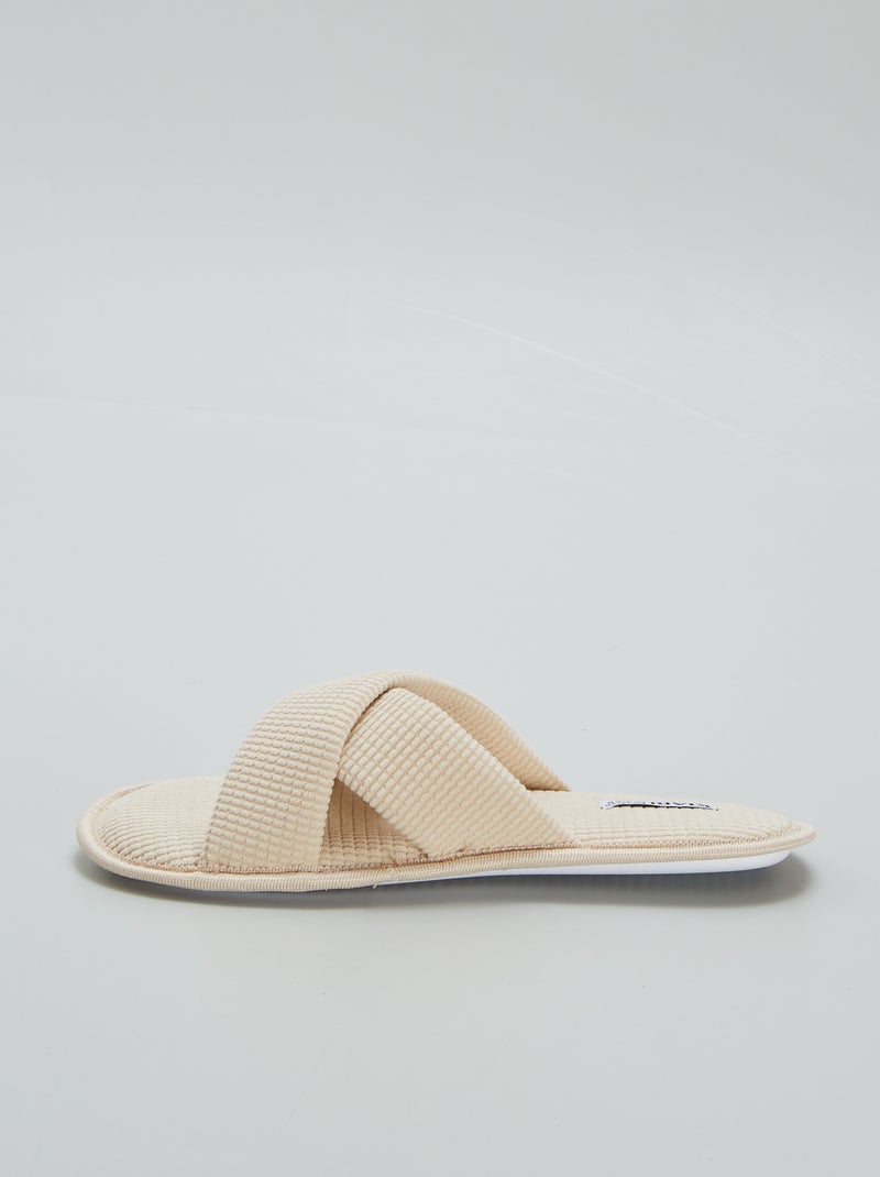 Pantufas tipo chinelas em gaze de algodão BEGE - Kiabi