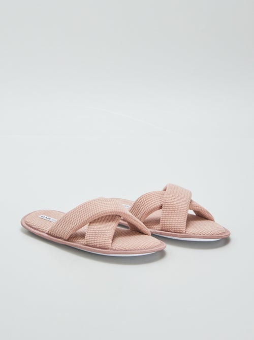 Pantufas tipo chinelas em gaze de algodão - Kiabi