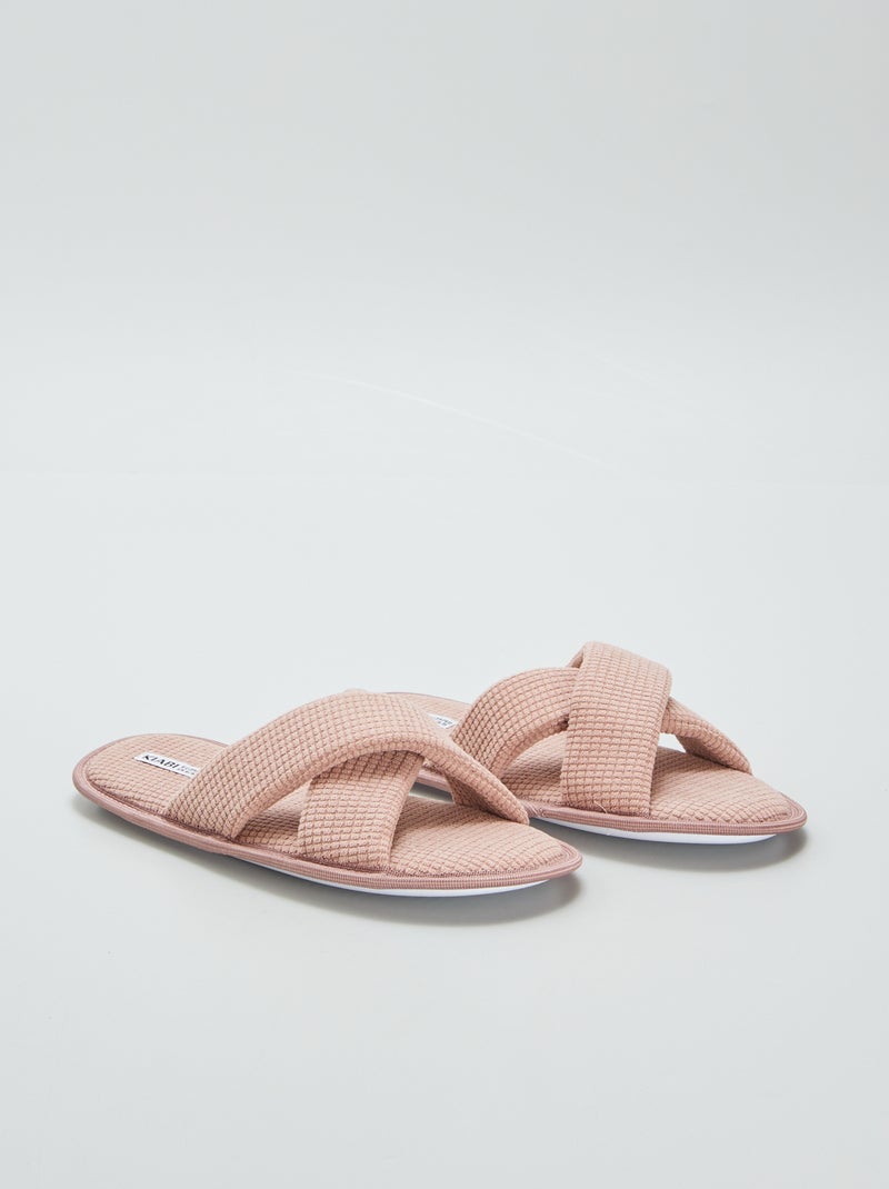 Pantufas tipo chinelas em gaze de algodão ROSA - Kiabi