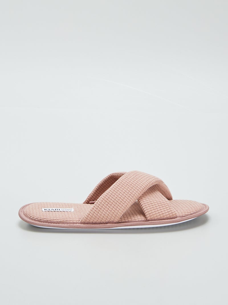 Pantufas tipo chinelas em gaze de algodão ROSA - Kiabi