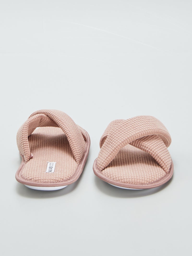 Pantufas tipo chinelas em gaze de algodão ROSA - Kiabi