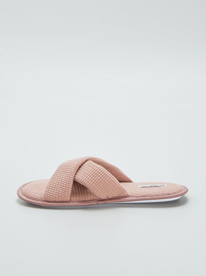 Pantufas tipo chinelas em gaze de algodão ROSA - Kiabi