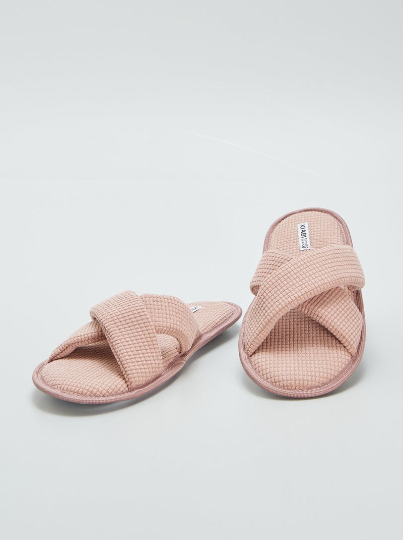 Pantufas tipo chinelas em gaze de algodão ROSA - Kiabi