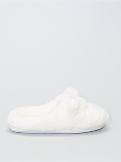 Pantufas tipo chinelas em malha peluche - Kiabi