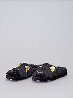 Pantufas tipo chinelas em malha peluche - Kiabi