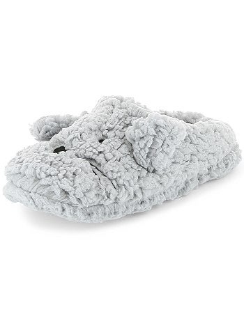 Pantufas tipo chinelas em sherpa - Kiabi