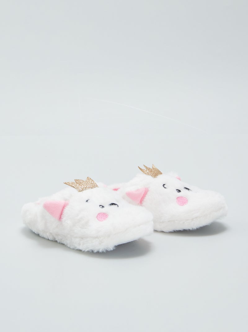 Pantufas tipo chinelas forradas 'animal' BRANCO - Kiabi