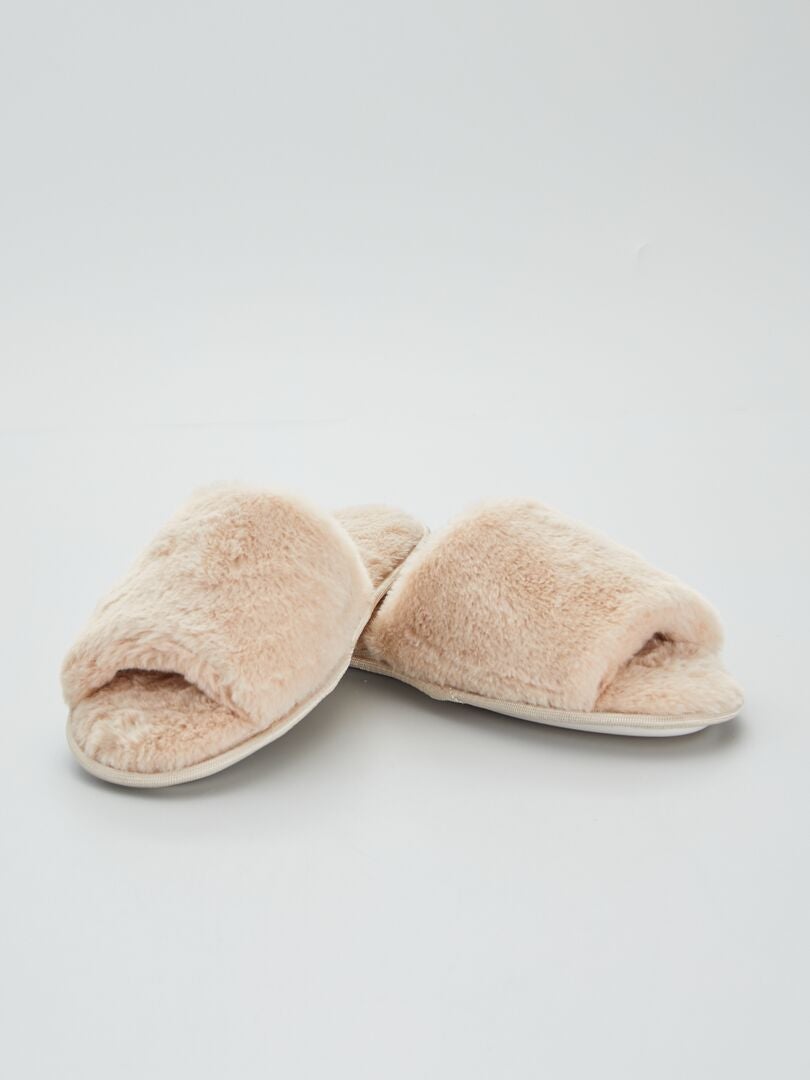 Pantufas tipo chinelas forradas Castanho Claro - Kiabi