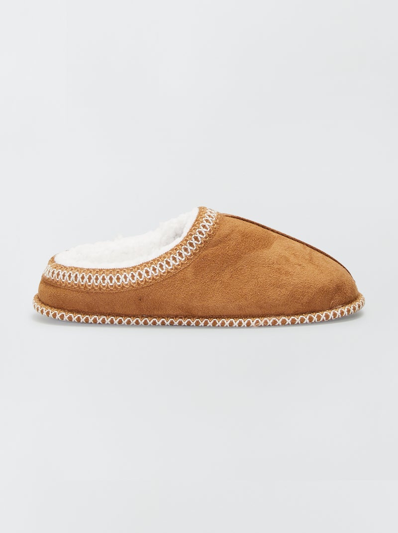 Pantufas tipo chinelas forradas em camurça sintética Camel - Kiabi