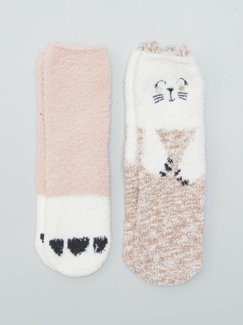 Pantufas tipo meias 'animais' BEGE - Kiabi