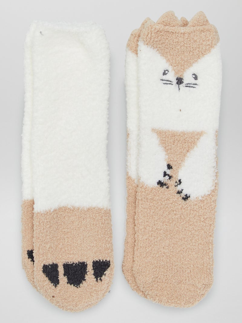 Pantufas tipo meias 'animais' BEGE - Kiabi