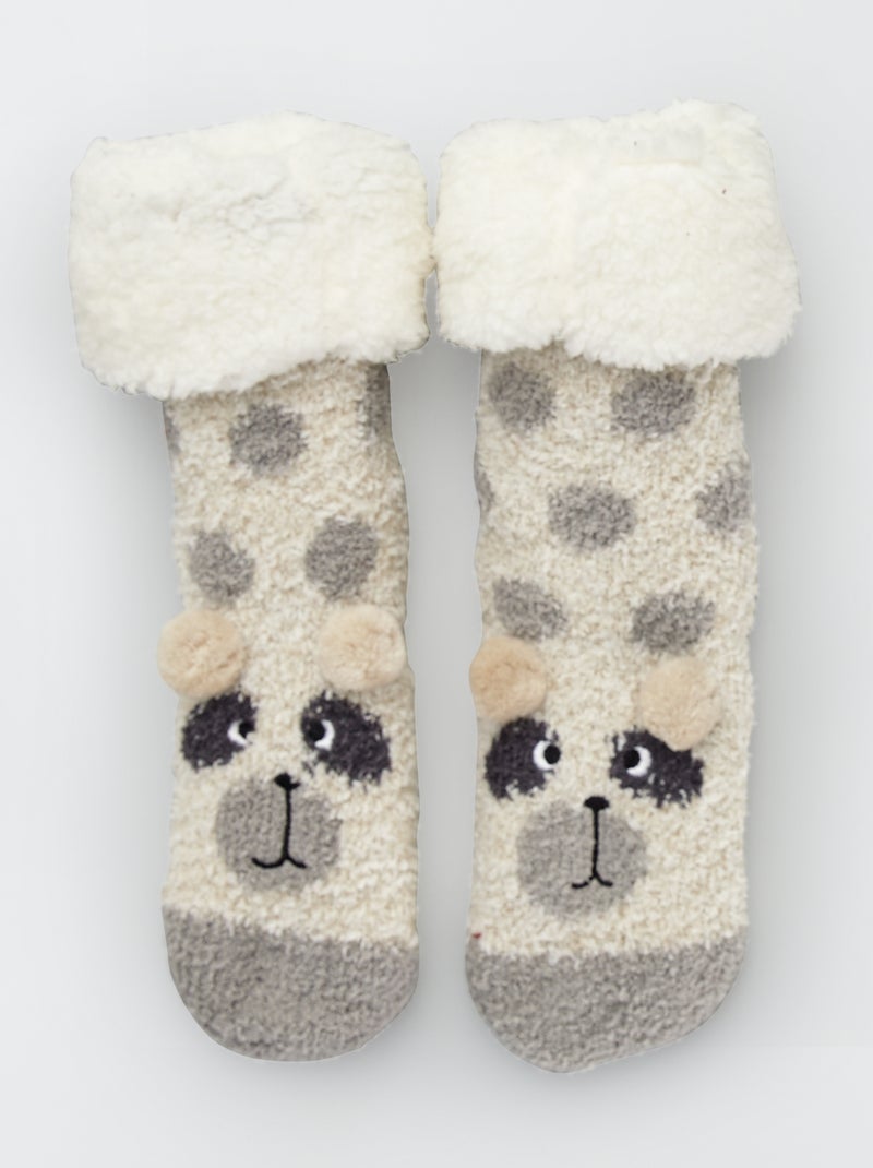 Pantufas tipo meias 'animais' BEGE - Kiabi