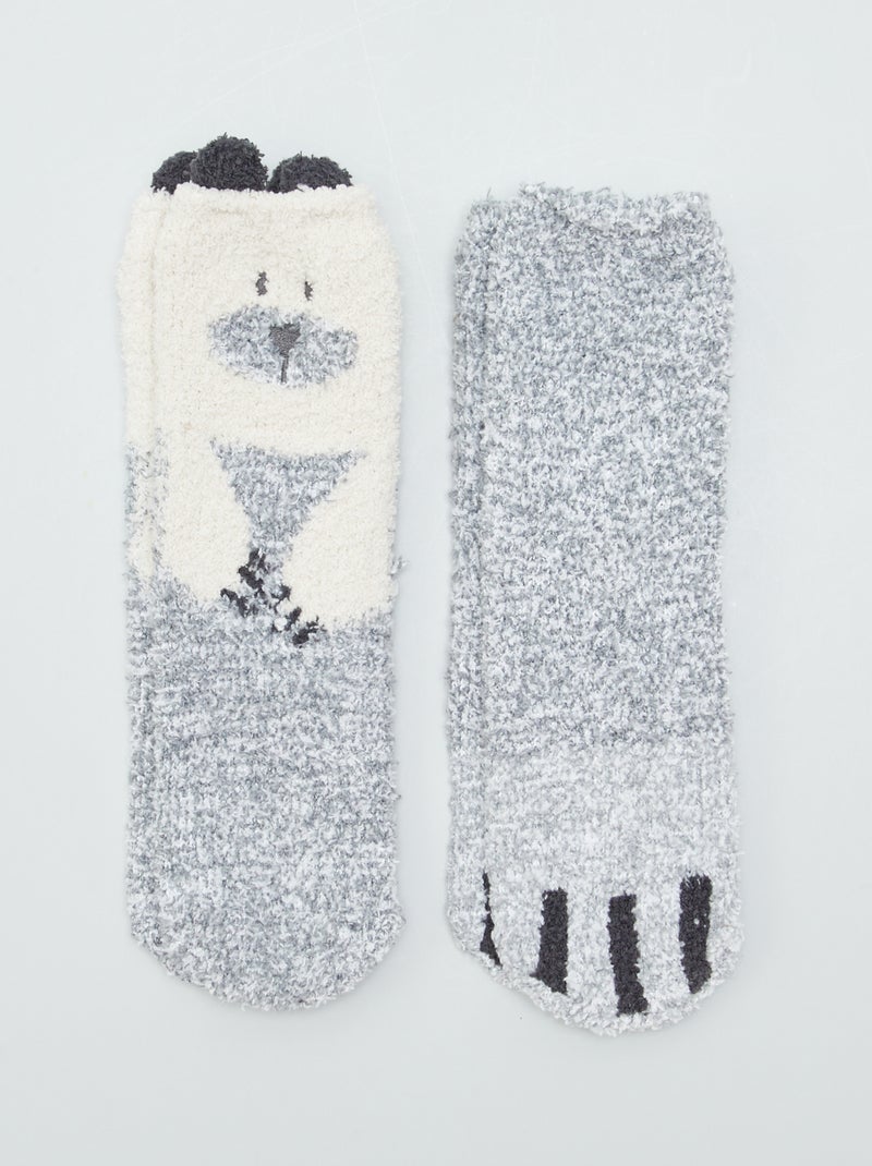 Pantufas tipo meias 'animais' CINZA - Kiabi