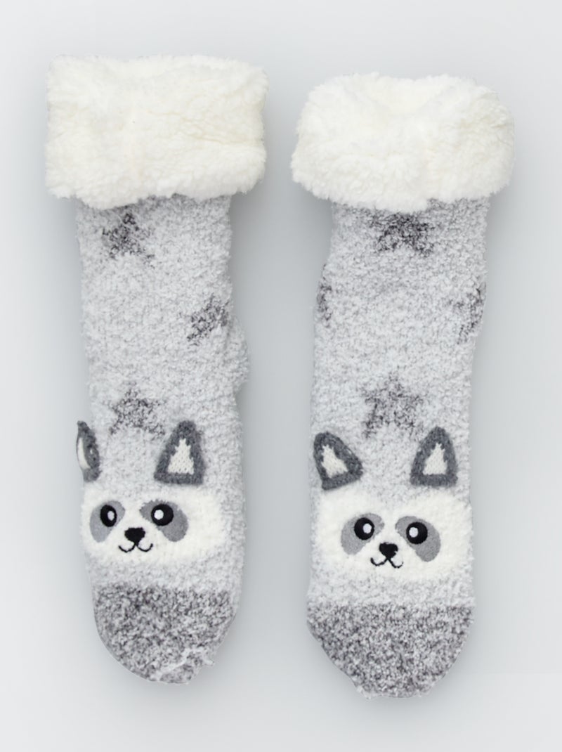 Pantufas tipo meias 'animais' Cinza - Kiabi