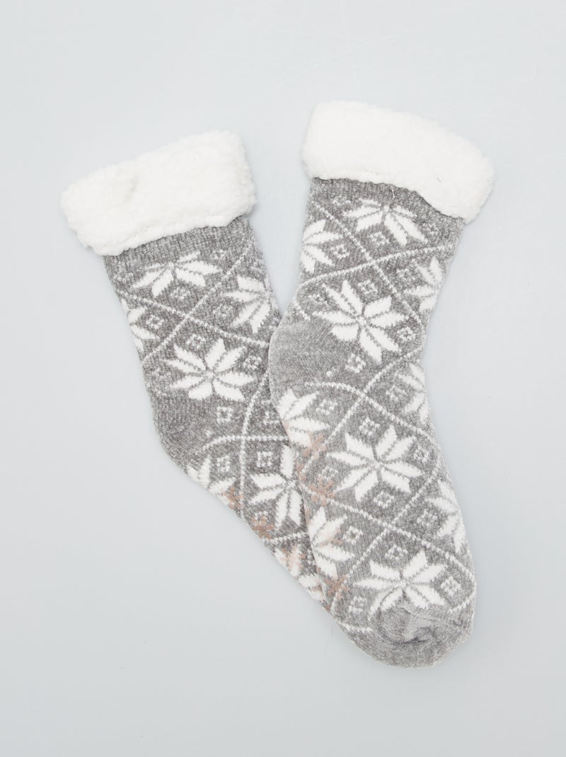 Pantufas tipo meias com estampado CINZA - Kiabi