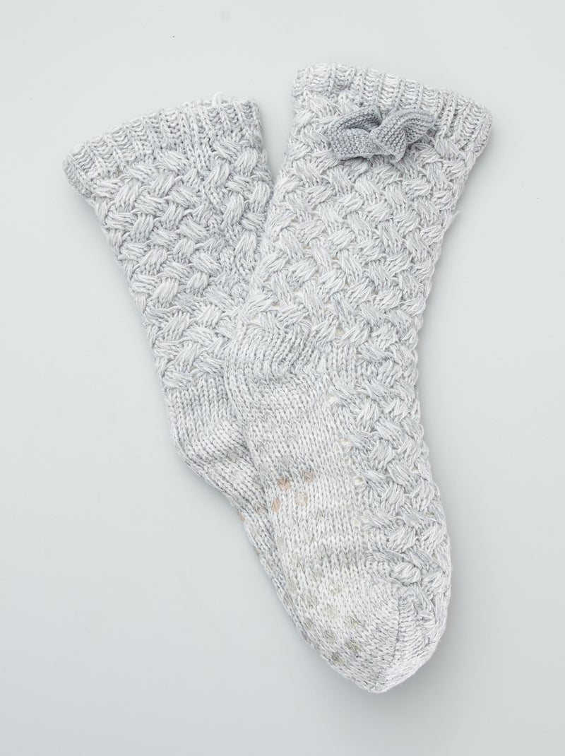 Pantufas tipo meias com laço de fantasia Cinza - Kiabi