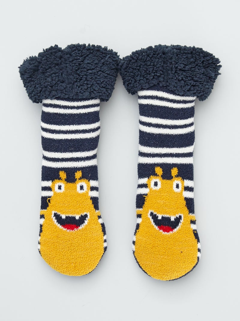 Pantufas tipo meias com o interior forrado efeito lã de carneiro Amarelo - Kiabi