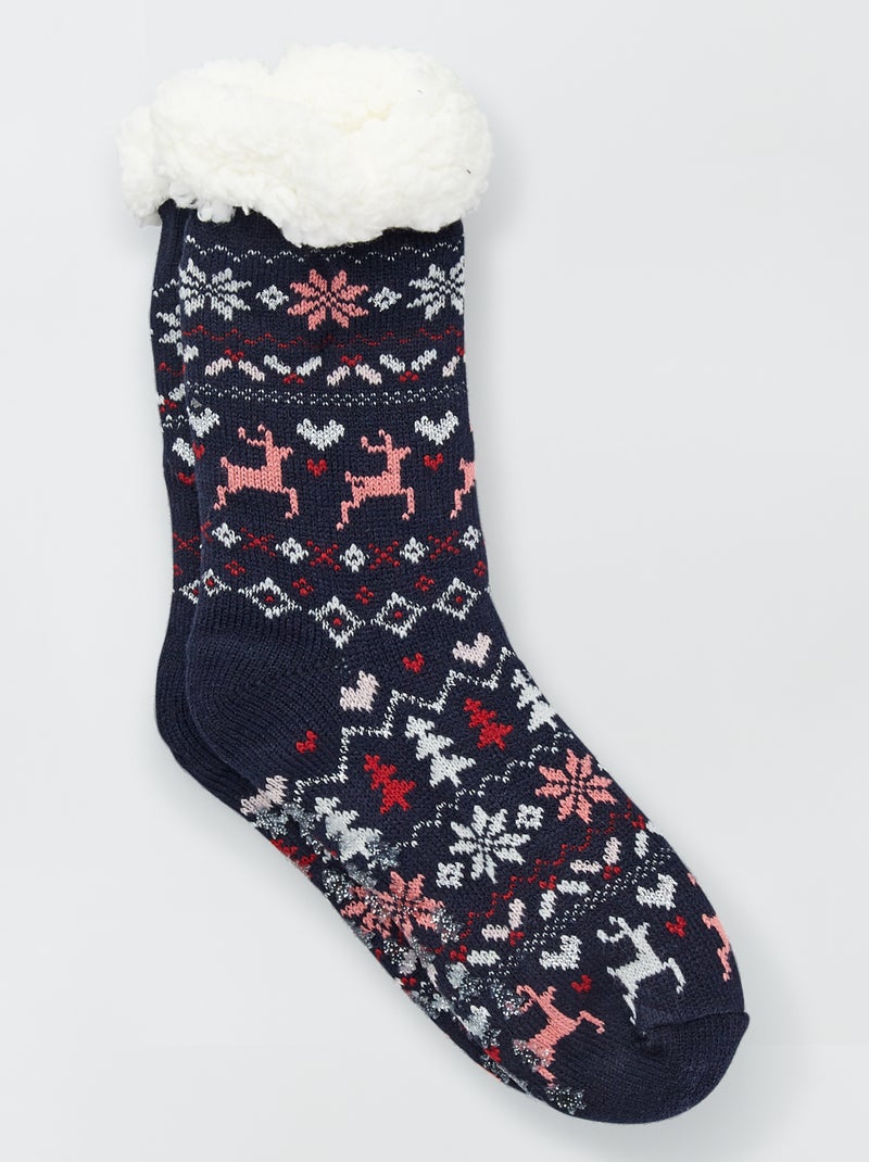 Pantufas tipo meias de natal AZUL - Kiabi