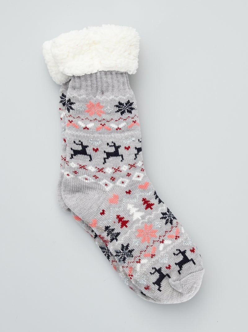 Pantufas tipo meias de natal Cinza - Kiabi
